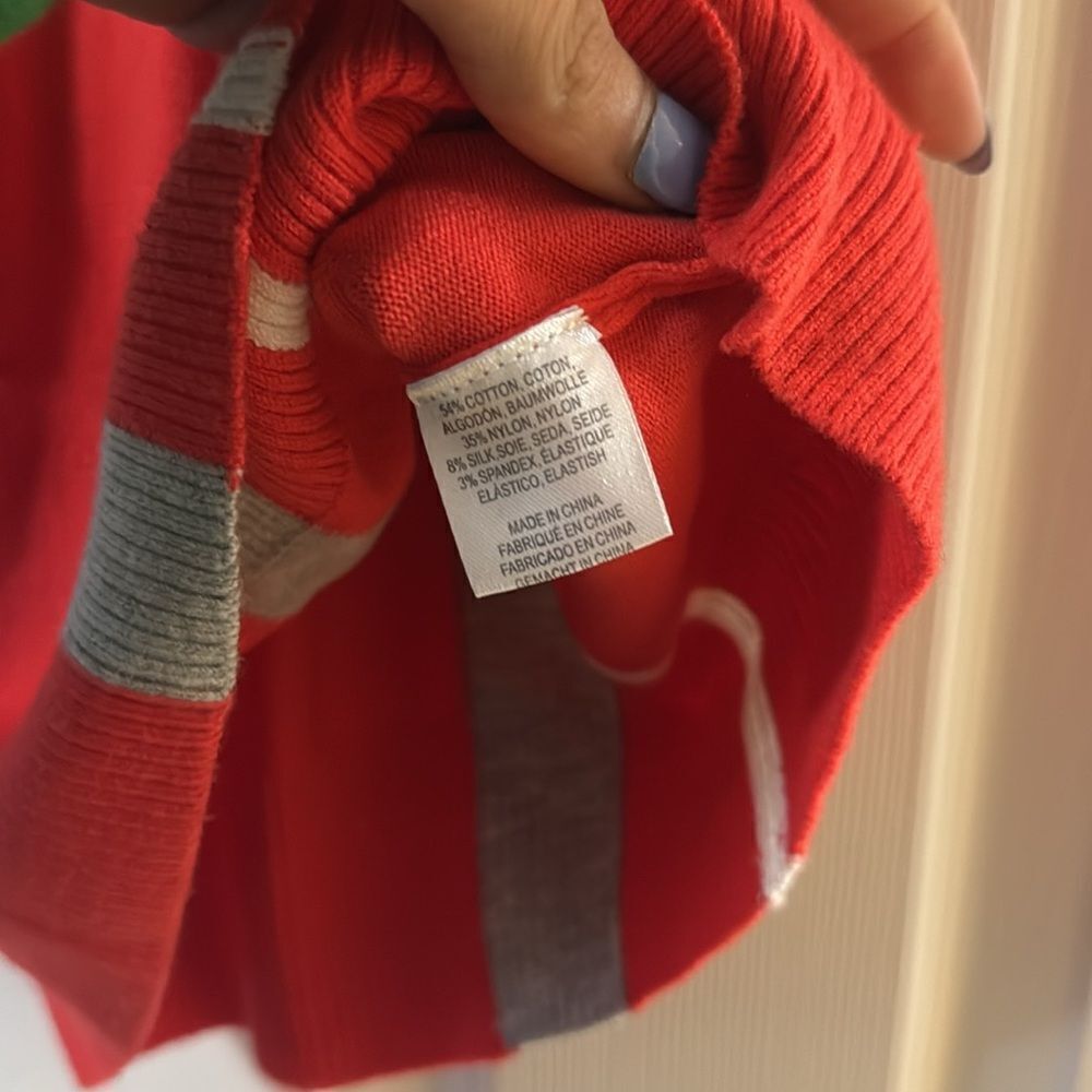 Minnie Rose Red, Gray & White Striped Knit Top - Size XS - Like New - Picture 4 of 5